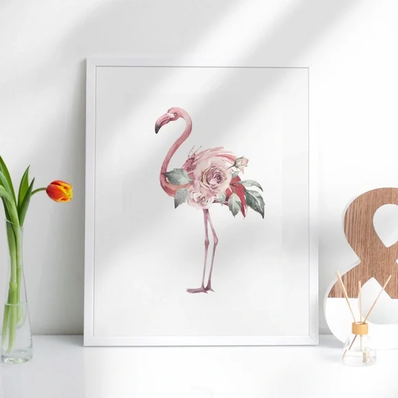 Watercolor Tropical Flamingo Wall Art Poster Print UNFRAMED - Picture 6 of 17